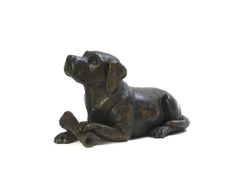 Dog with Bone Urn – Bronze