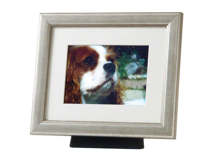 1_PETRIBUTES_Tribute-FramePod_NL-POD0600UKFS.jpg Beautiful discreet photo frame pet urn in Silver. Also available in Black, Pewter, Champagne and Bronze. For pet dog, horse, cat ashes. Can be personalized.