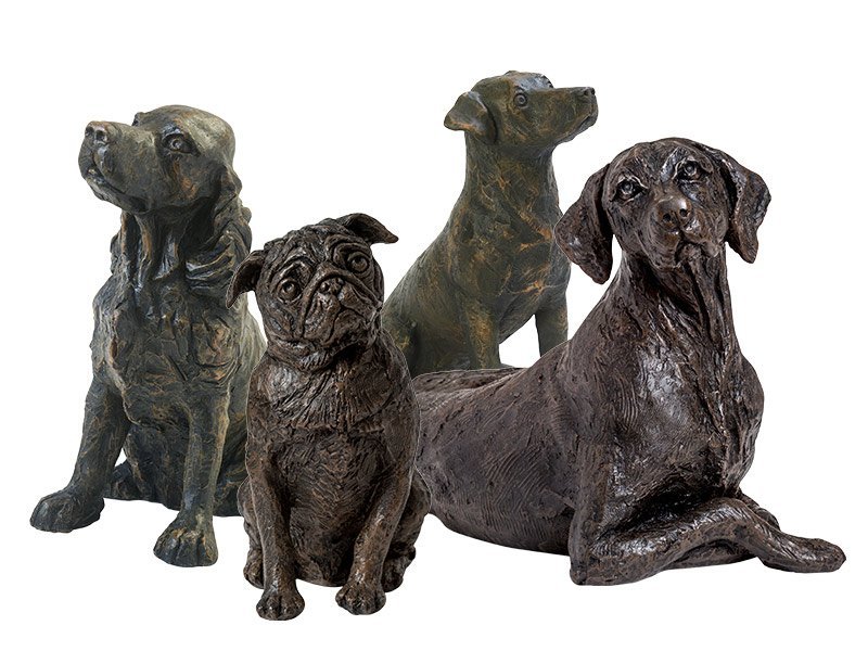 Our lovely dog figurine ashes keepsake urns are so discreet and look lovely in any setting. Sculptured ornamental ashes urns caskets for dogs.